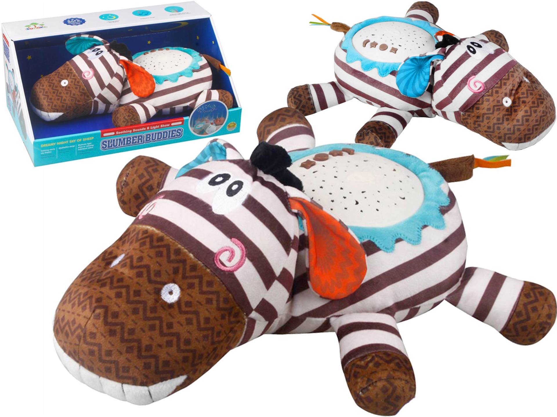 MIŚ ŚPIOSZEK Szumiąca ZEBRA z projektorem Lampka Melodie PROJEKTOR usypiacz