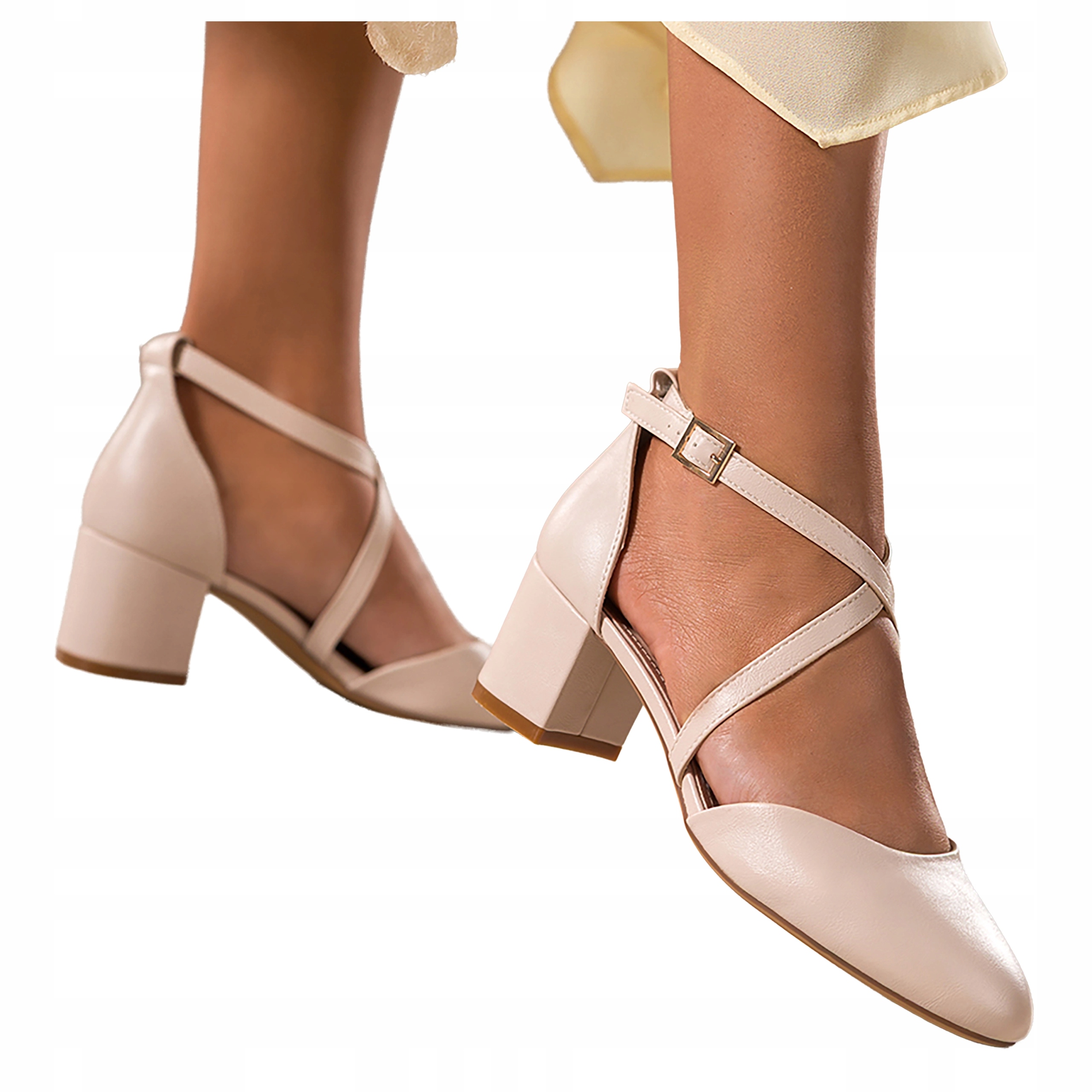 Tělové Lodičky Dámské Pásky na kříž na sloupku Kožená Vložka vel 40