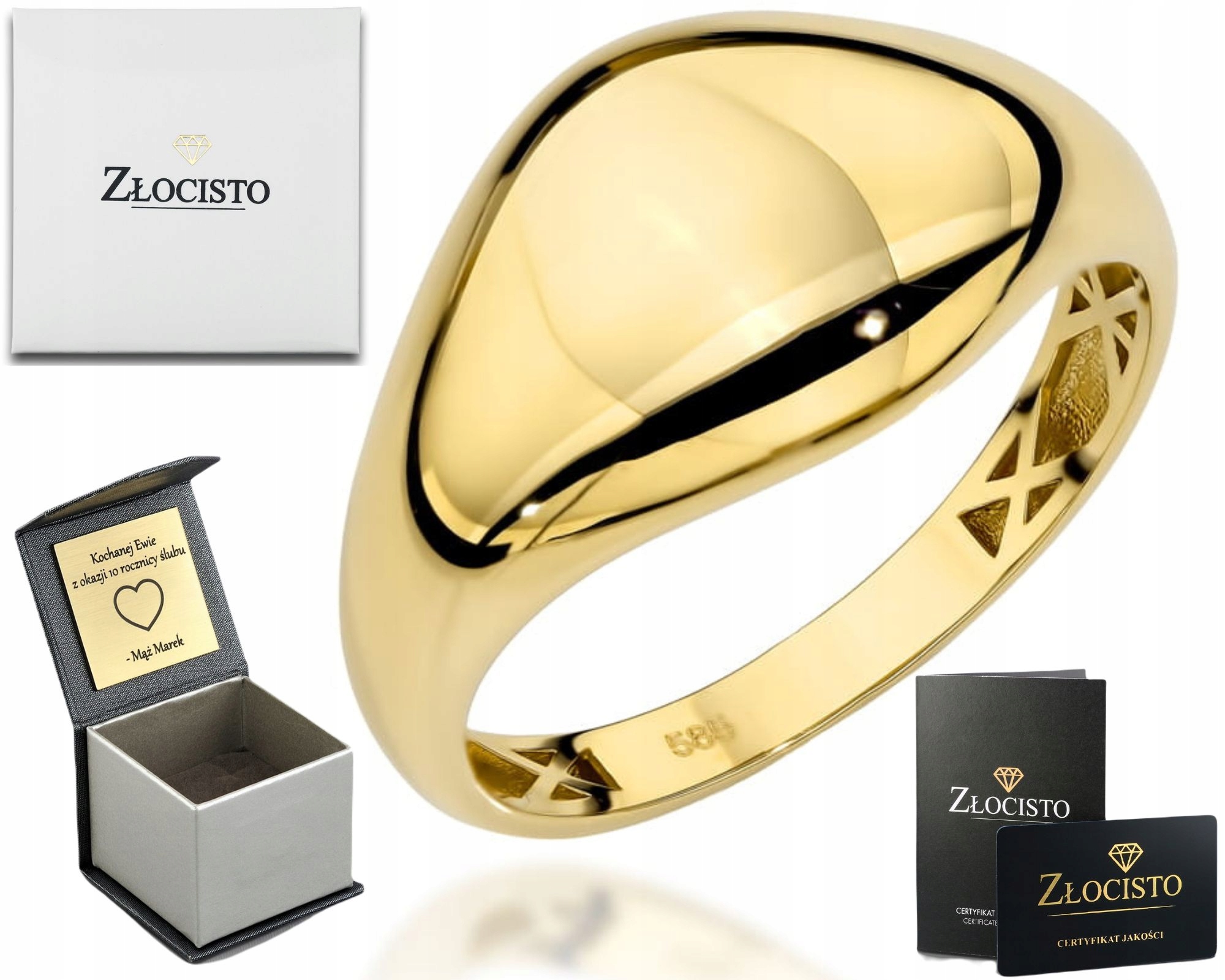 Zlatý Prstýnek Hladký, Vypouklý Ve Zlaté Ryzosti, 585 14K Dárek Gravírování