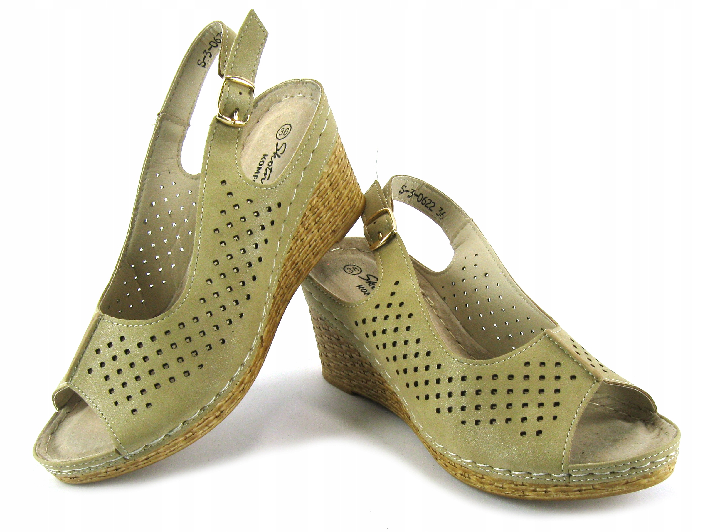 KLAPKI SANDAŁY NA KOTURNIE DAMSKIE 622 CAMEL 36