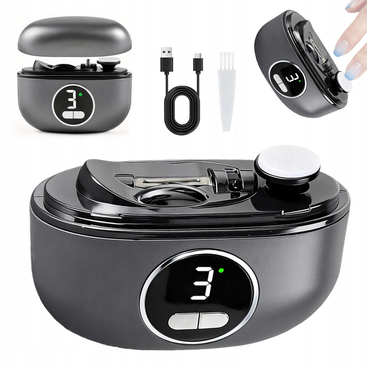 Elektrické nůžky na nehty 2v1 se 3 režimy rychlosti a Usb pro pilu