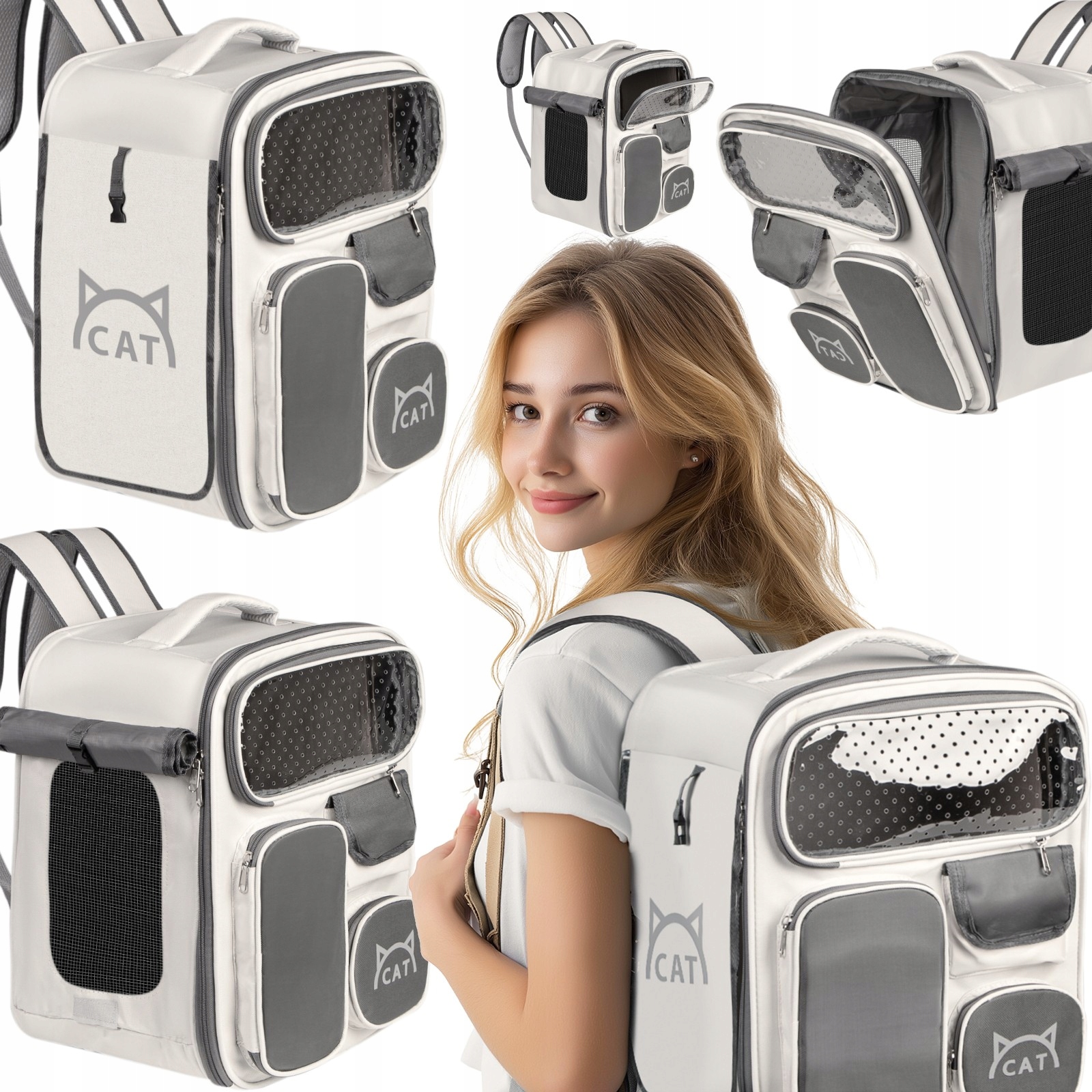 Levně Pěkný Bílý Batoh Přepravka Pro Kočky A Psa Furrever Friends Cat