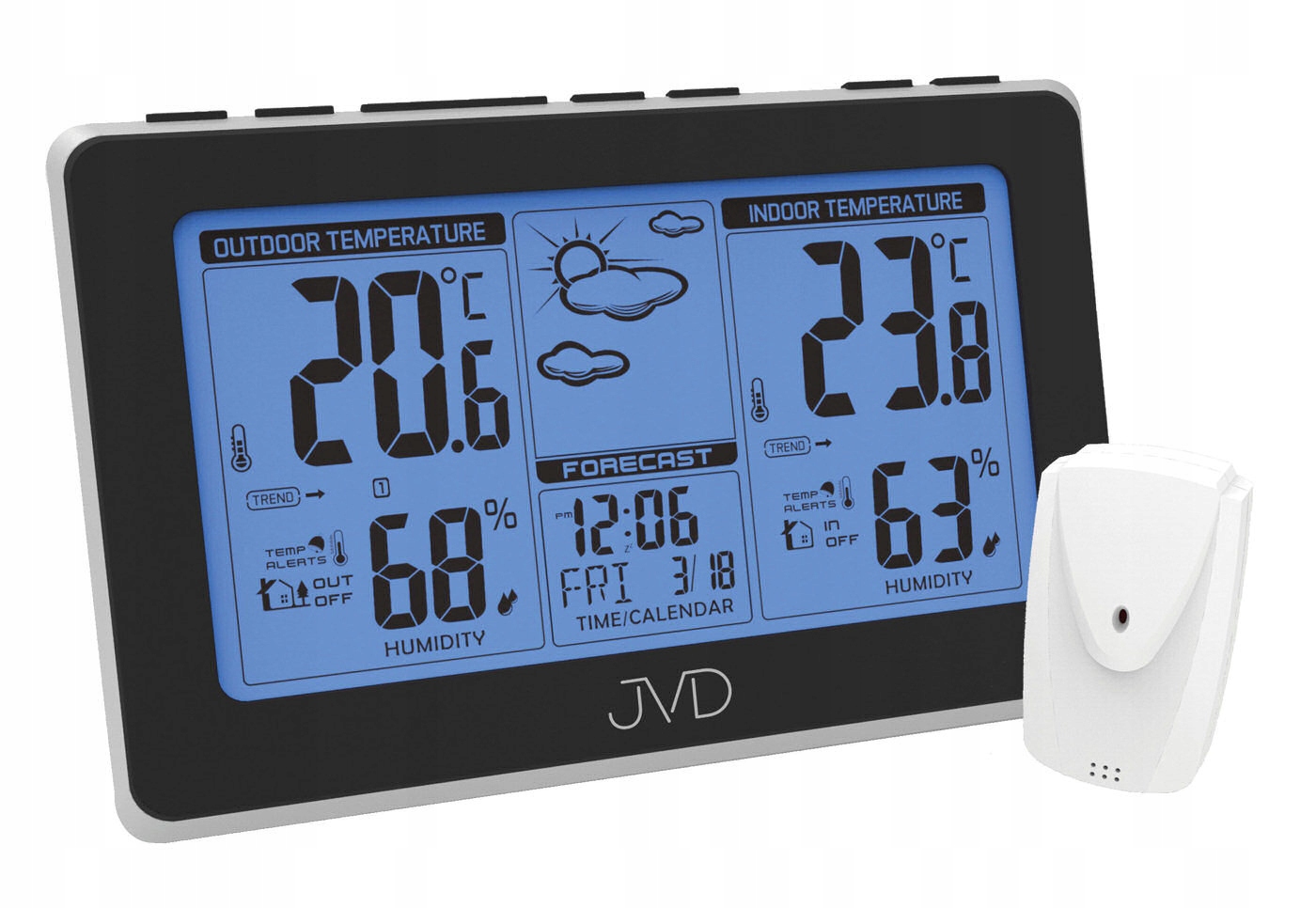 Čitelná Meteorologická Stanice Jvd RB657 Alarmy Sonda Dcf