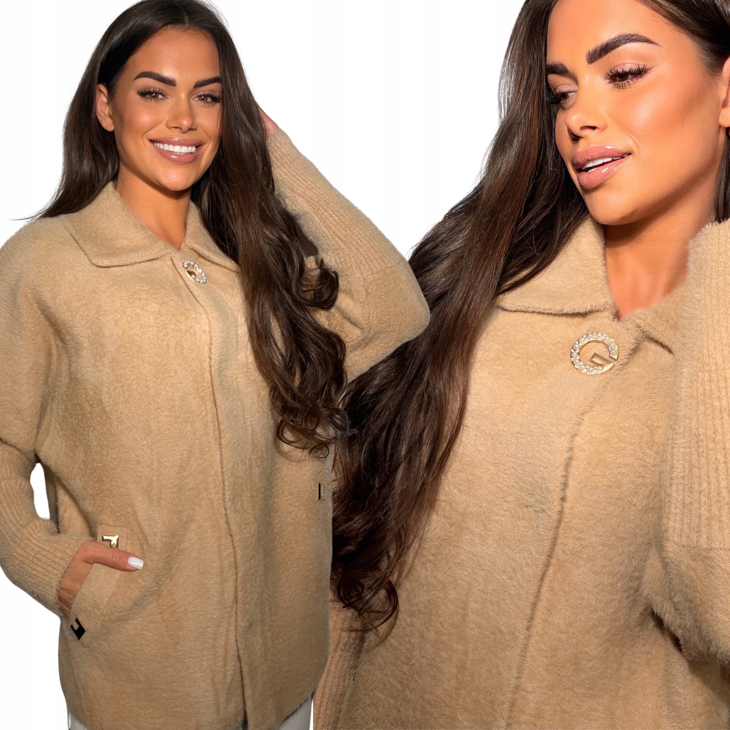 Alpaka Damska Kurtka Sweter Narzutka Żakiet Jakość Premium 3179