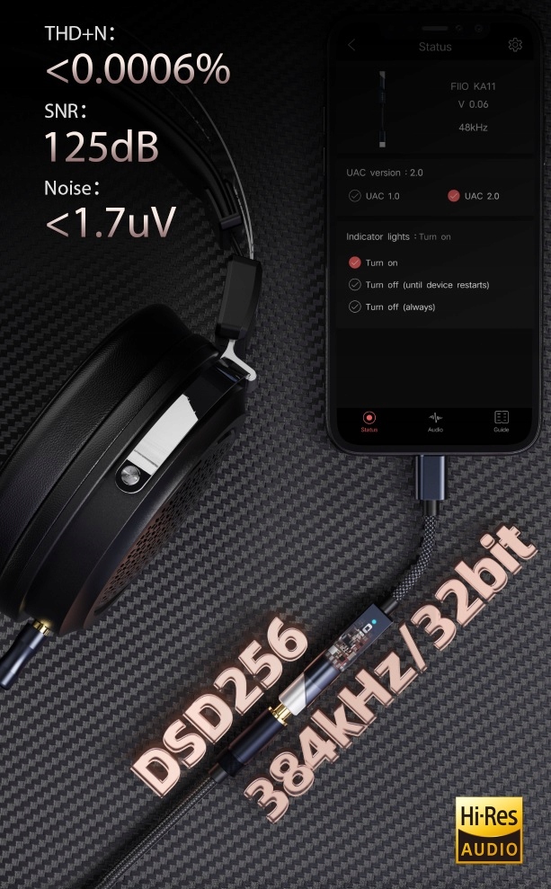FiiO KA11 black DAC wzmacniacz słuchawkowy Type-C dźwięk wyższej jakości Model KA11