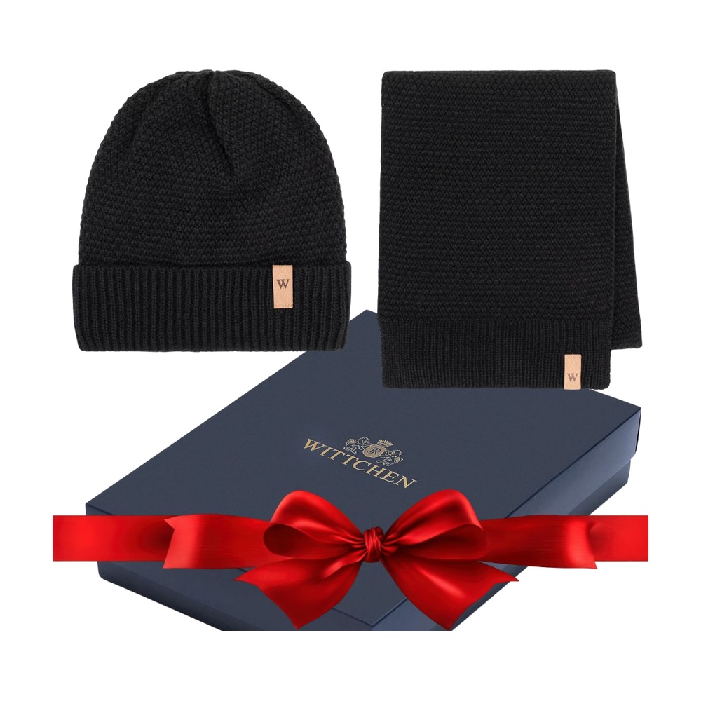 Unisex sada: čepice a šála Wittchen 101-SF-012-1, silná pletenina, černá