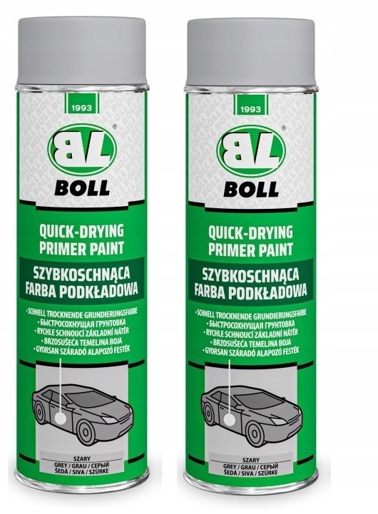 2x Boll Szybko Schnąca Farba Podkładowa Szary Spray 500ml