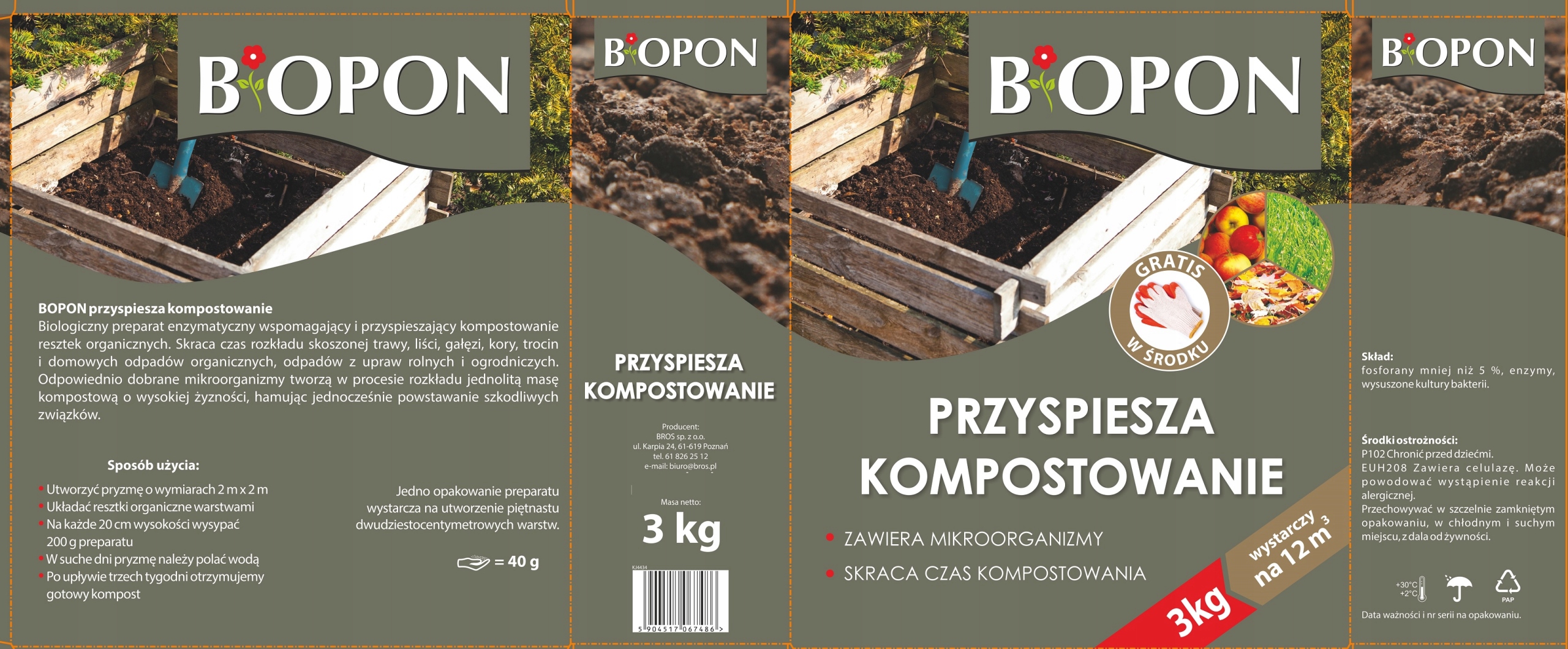 KOMPOSTER BiOPON biologiczny preparat przyspieszający kompostowanie 3kg EAN (GTIN) 5904517067486