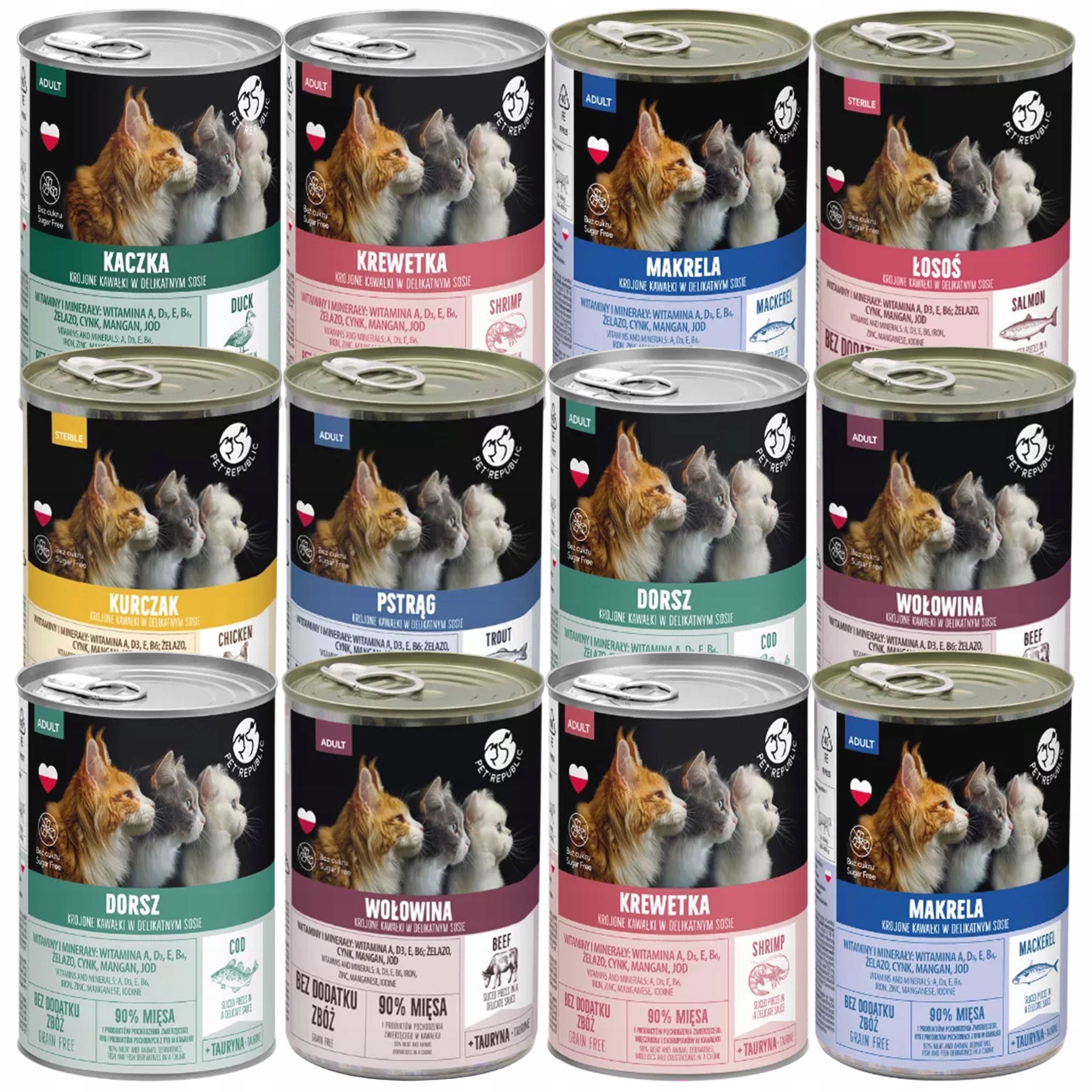 Pet Republic krmivo pro kočky pro kočky mix chutí 12 x 400 g