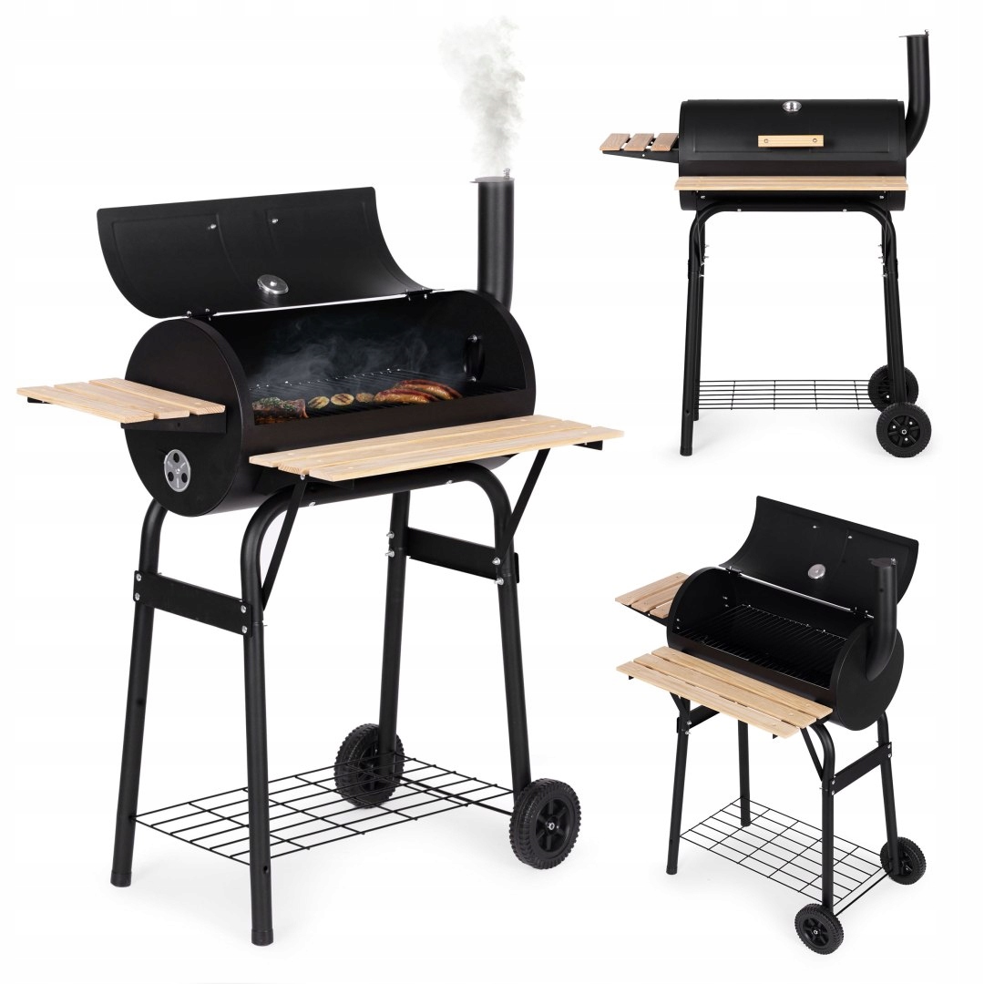 Duży grill ogrodowy z termometrem komin 3 półki koła MultiGarden