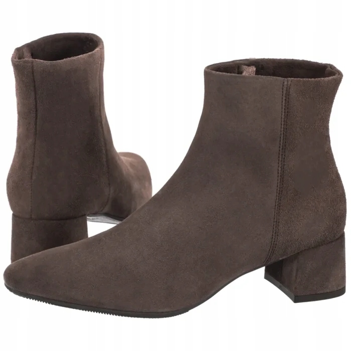 Dámské Kožené Boty Kotníkové Boty na Podpatku Ryłko Hnědé 4VVL8_T Brown