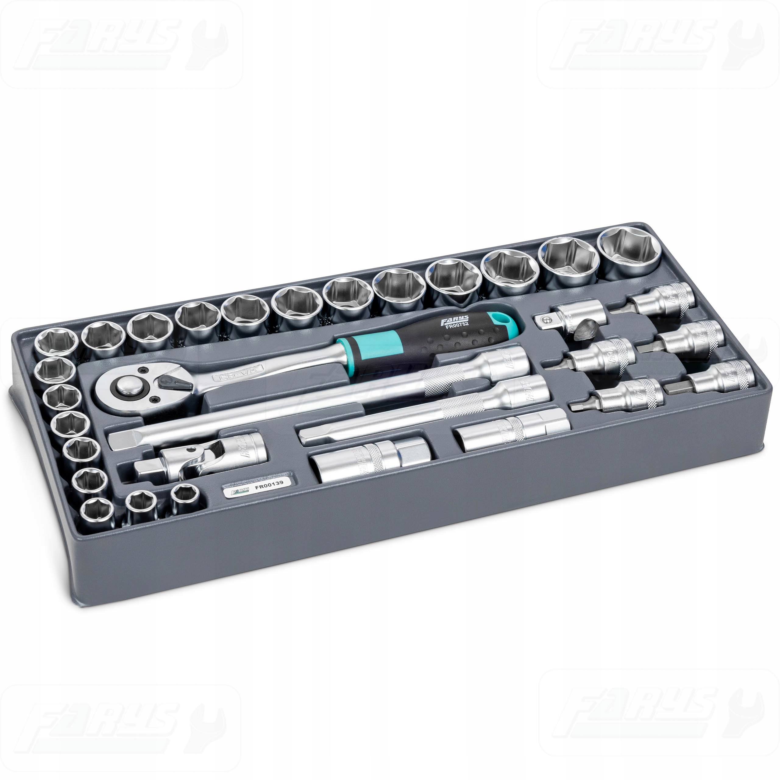WKŁAD DO SZAFKI WYPOSAŻENIE PREMIUM ZESTAW KLUCZY NASADOWYCH 1/2" 32el. Marka Farys