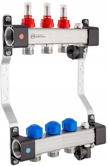 Rozdělovač Pro Podlahové Topení Nerezový 3 Okruhy Ufst Kan-therm