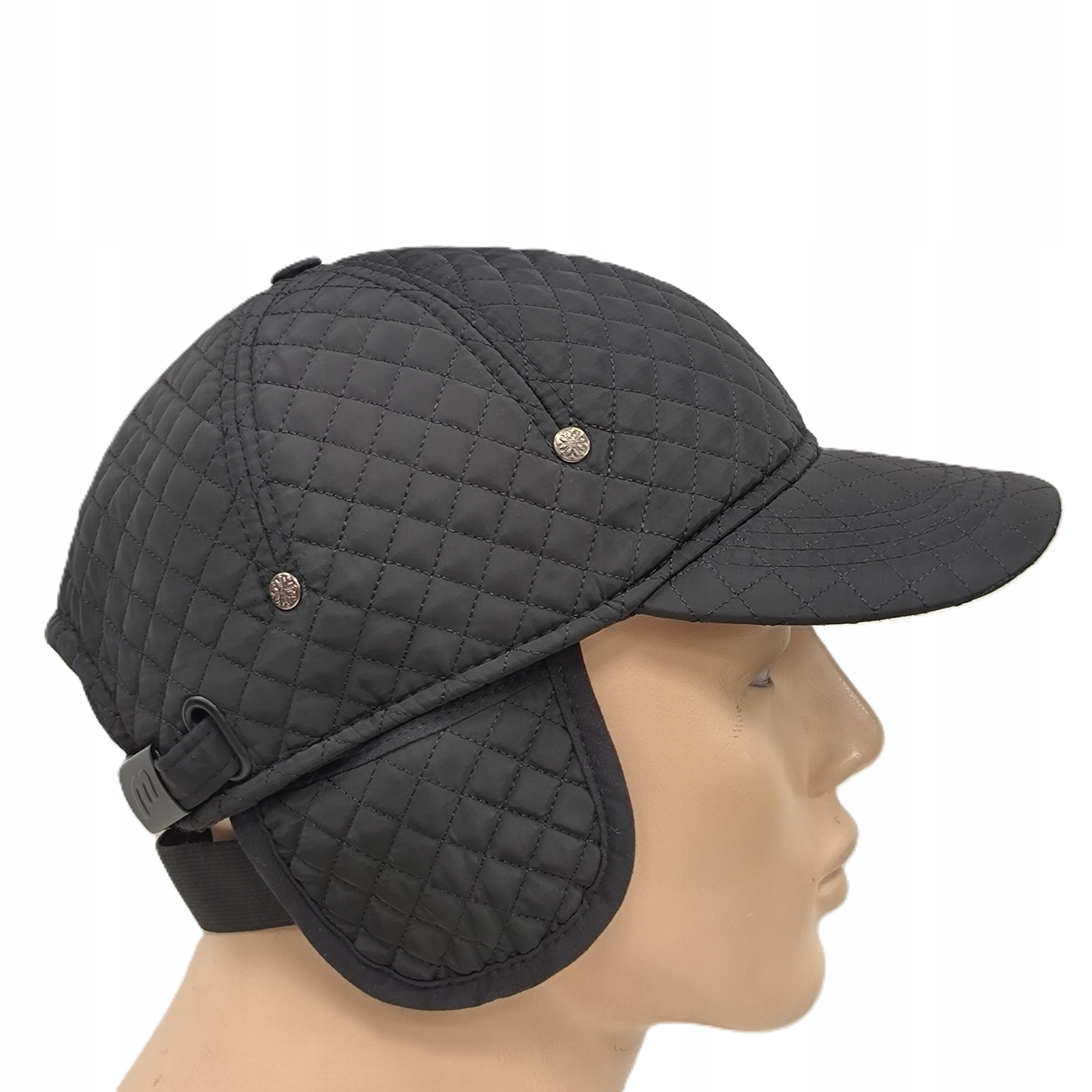 kšiltovka prošívaná s náušníky Černá pánská ortalion XXL 58-60 cm