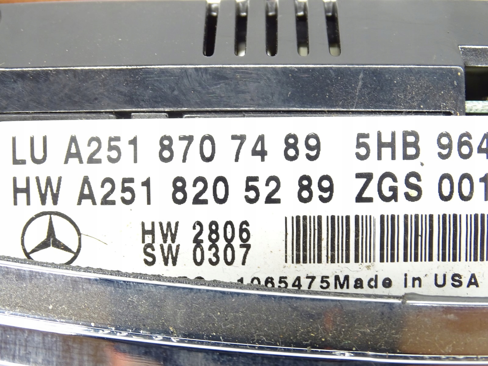 control panel MERCEDES W251 A2518707489