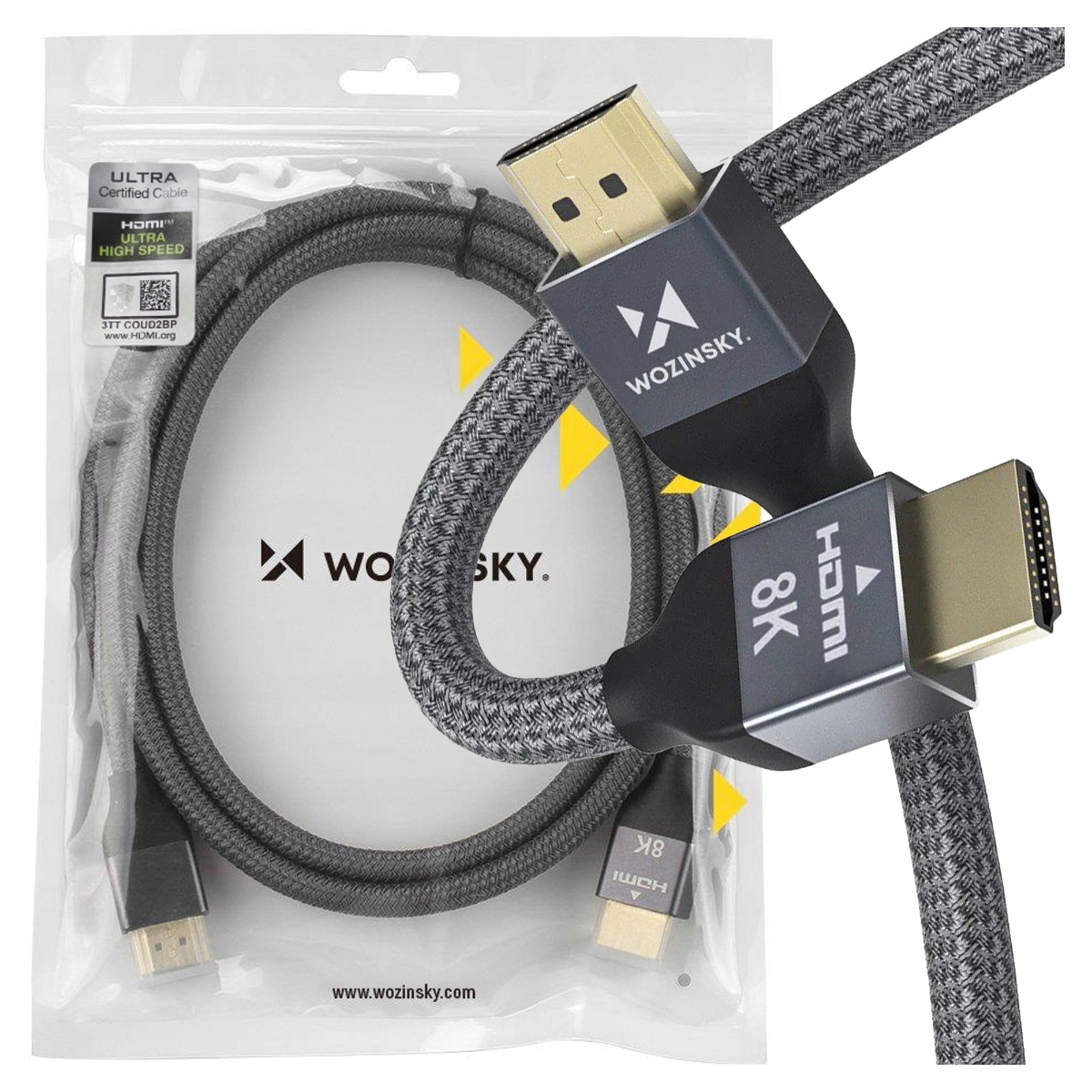 Wozinsky kabel Hdmi 2.1 8K 60 Hz 48 Gbps 4K 120 Hz 2K 144 Hz 5 m stříbrný