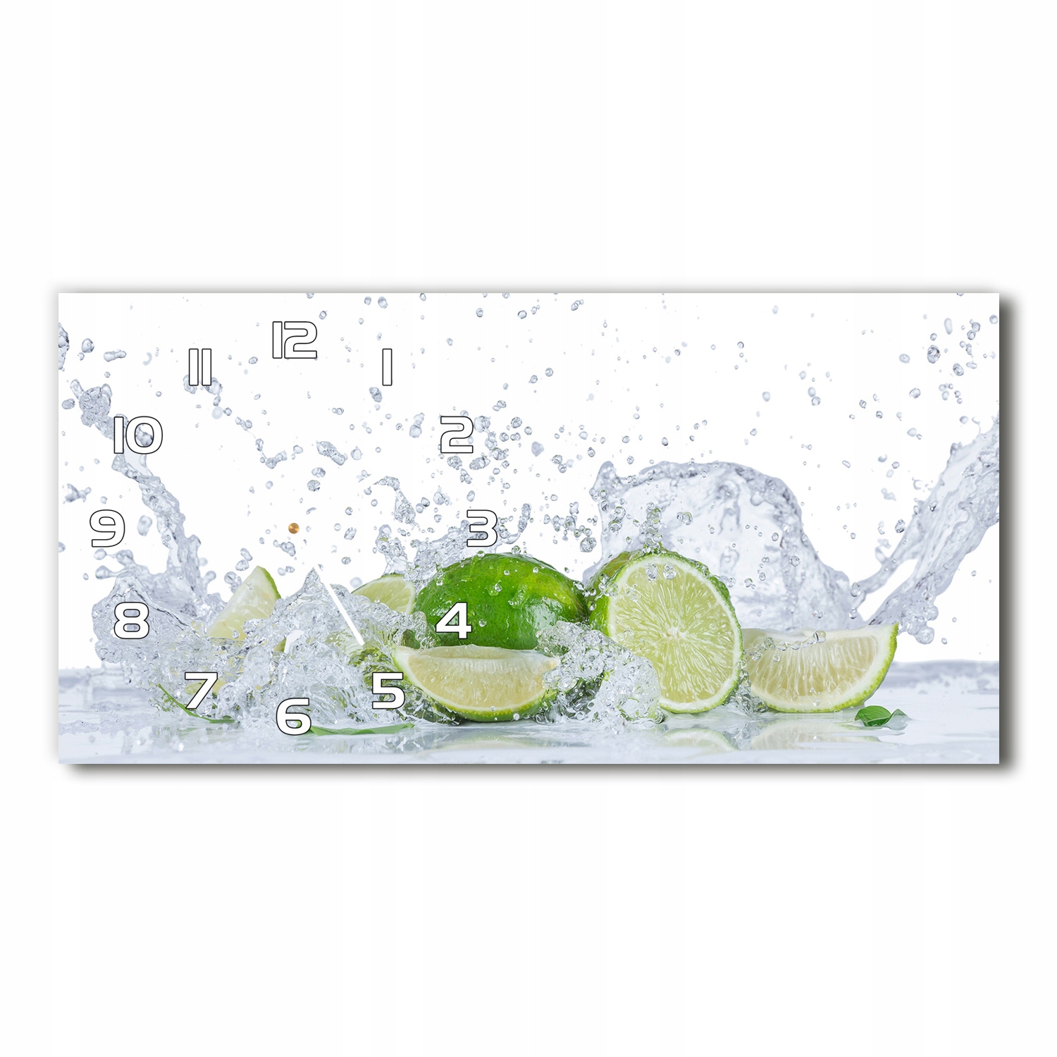 

Zegar ścienny szklany cichy Limonki i woda 60x30cm