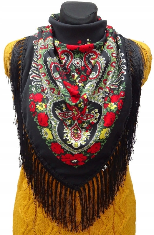 Chusta góralska folk ludowa damska czarna