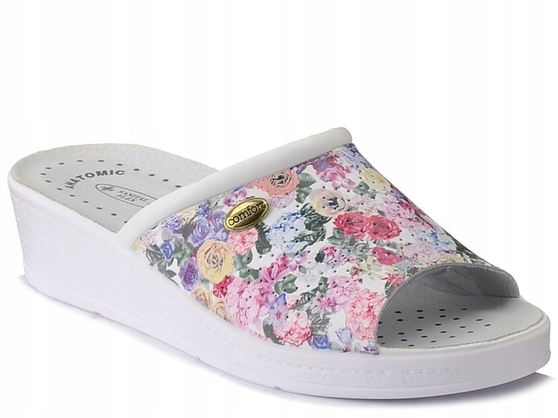 Klapki Damskie 698 Medyczne Sanitarne Skórzane 42