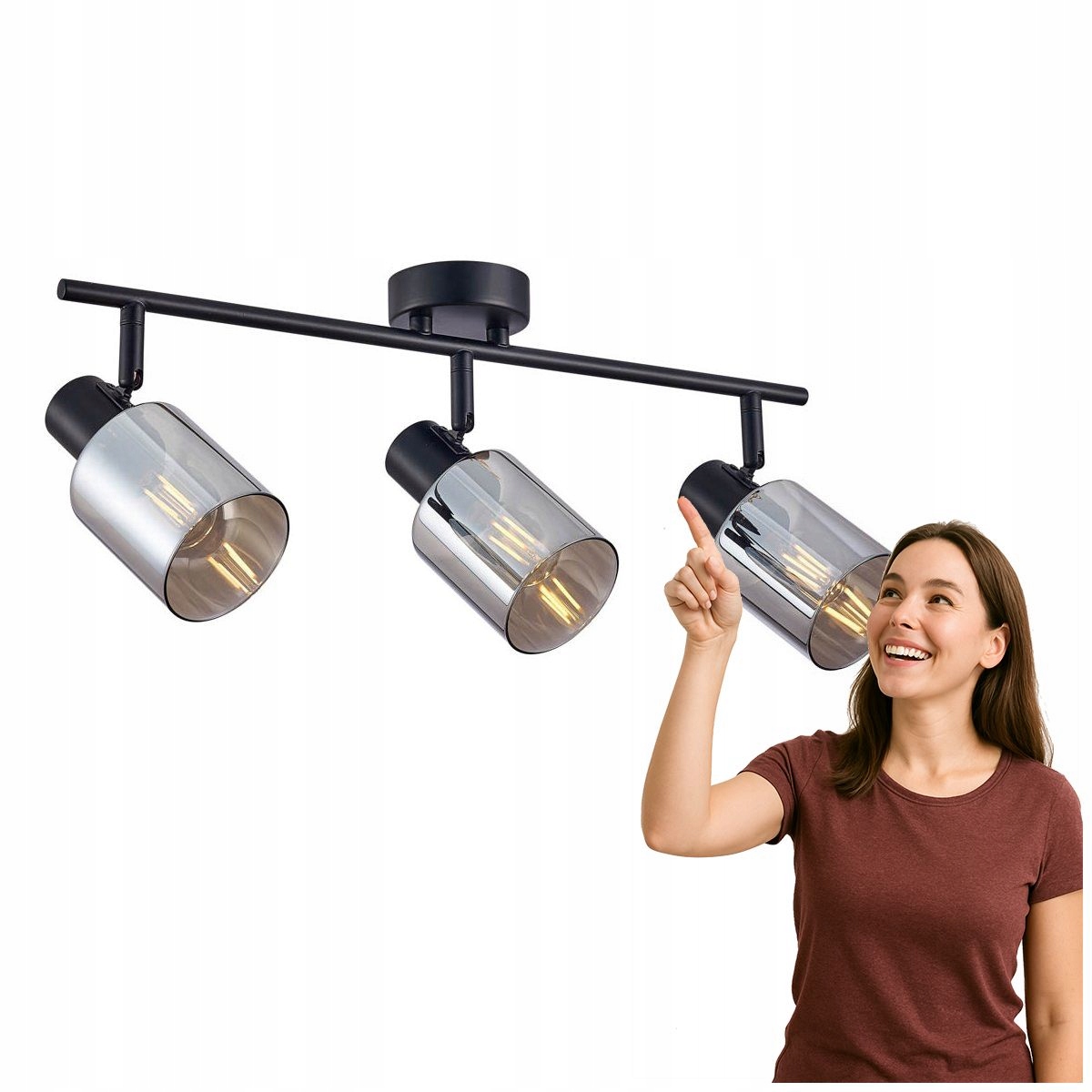 Santia Čierny šedý reflektor pre interiéry Italux