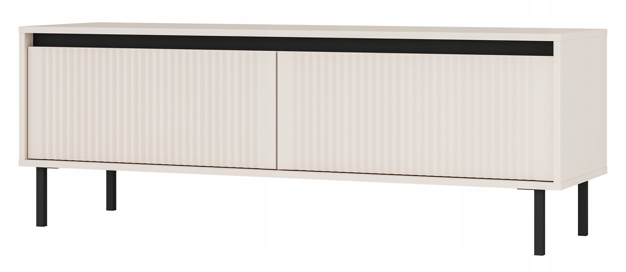 Rtv skříňka Osaka 140 cm, dvě zásuvky a rýhovaná čela, béžová, písková barva