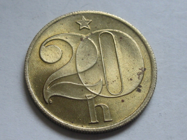 nr2199 Czechosłowacja Moneta 20 Halerzy 1990 Ładny stan