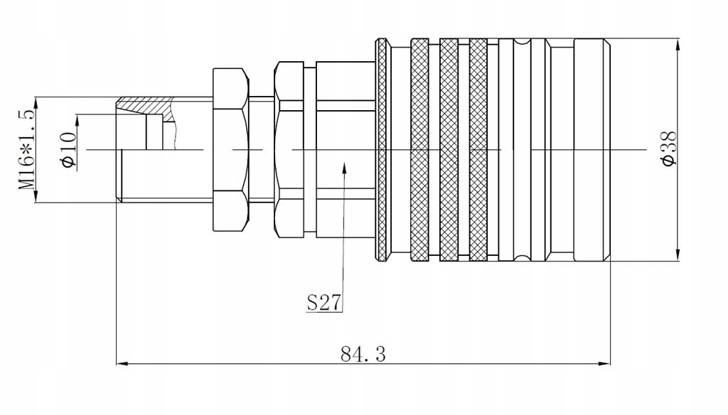 Szybkozłącze hydrauliczne gniazdo EURO M16x1.5 GZ Push-pull long (9100816GL Numer katalogowy części V-ML16GN
