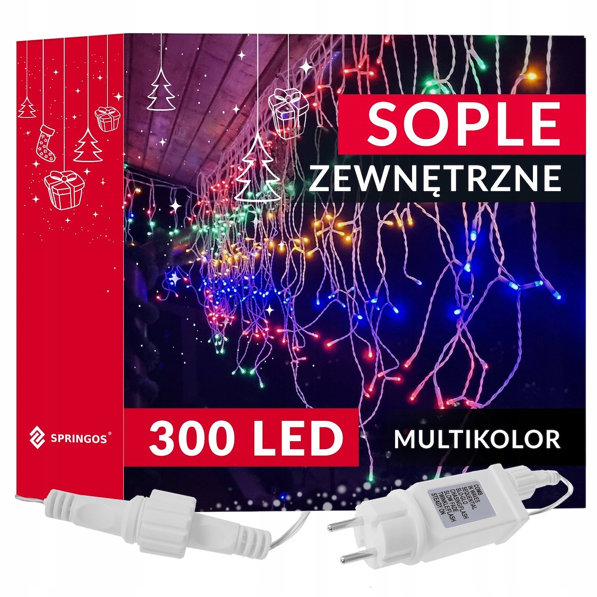 

Sople Kurtyna Świetlna 300 Led Multikolor 14,5 m