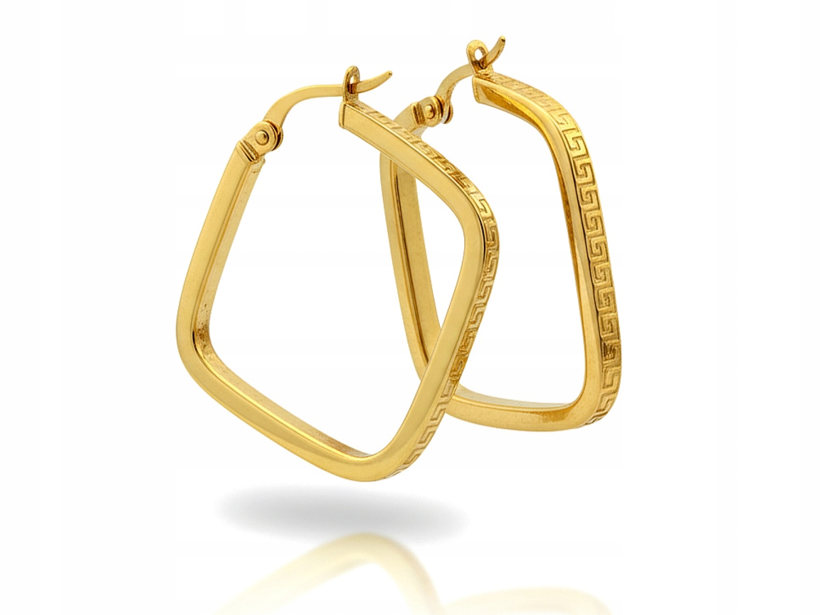 Náušnice Zlaté Pro Ženu 585 velké čtvercové geometrické