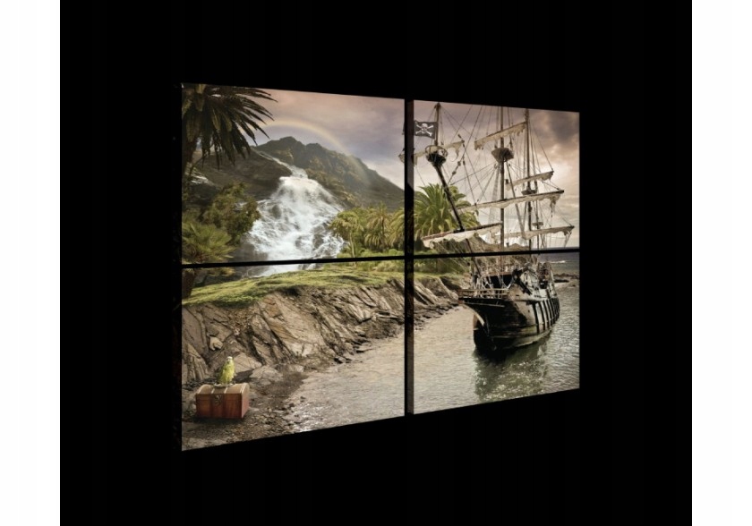 Obraz 120x80 Tropický vodopád Pirátska plachetnica námorná loď dobrodružstvo tajomstvo