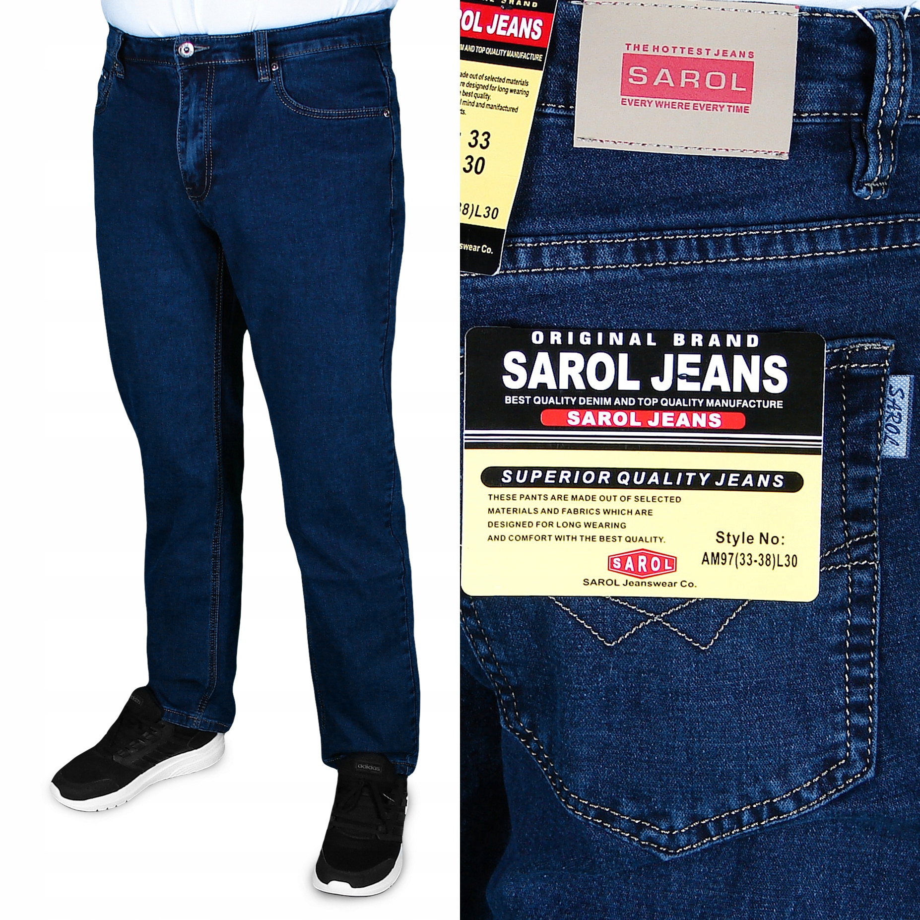 SPODNIE MĘSKIE JEANS SAROL W36 L 30 94-96 cm