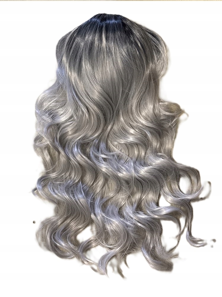 Paruka Pro Ženy Ombre Umělé Vlasy Vlnité Délka 60 CM Šedá