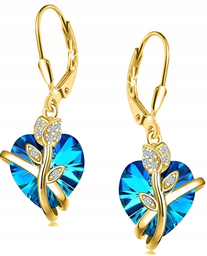 Dámské Stříbrné náušnice , visící srdíčka, stříbro pozlacené