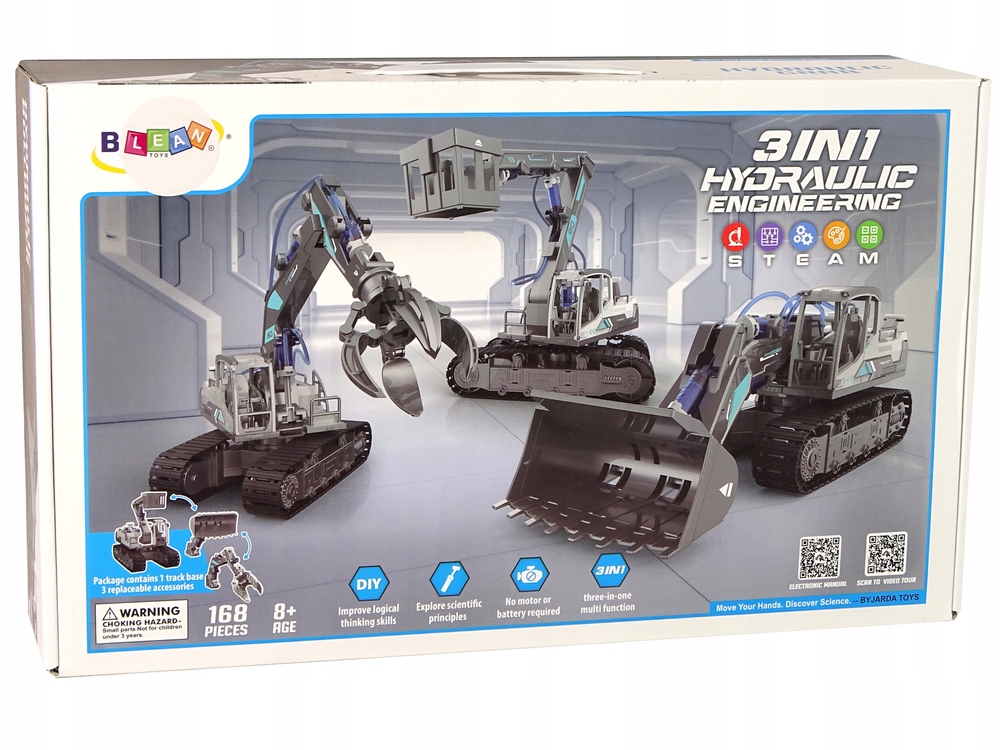 Zestaw 3w1 DIY Koparka Maszyny Hydrauliczne 168 Marka LEANToys