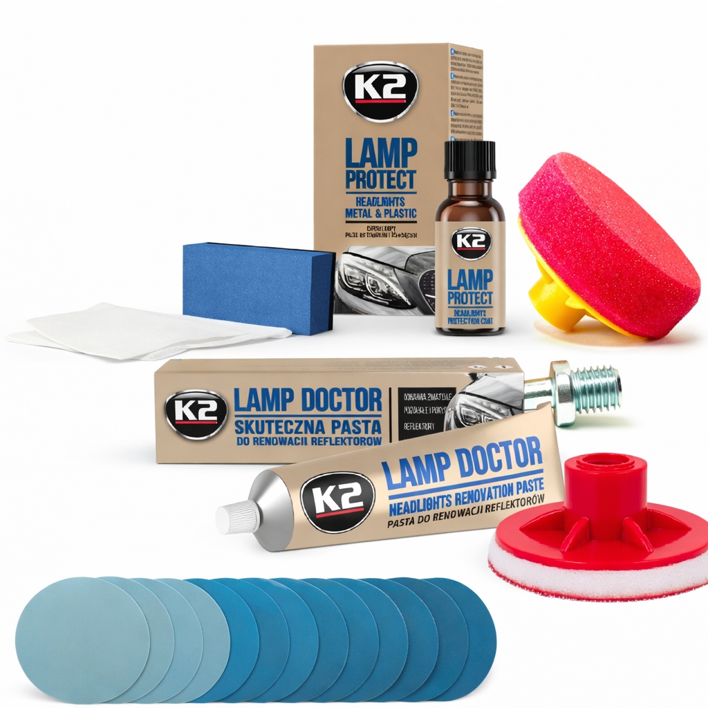 Zestaw Pad +pasta +papier Wodny Do Polerowania Regeneracji Reflektorów Lamp