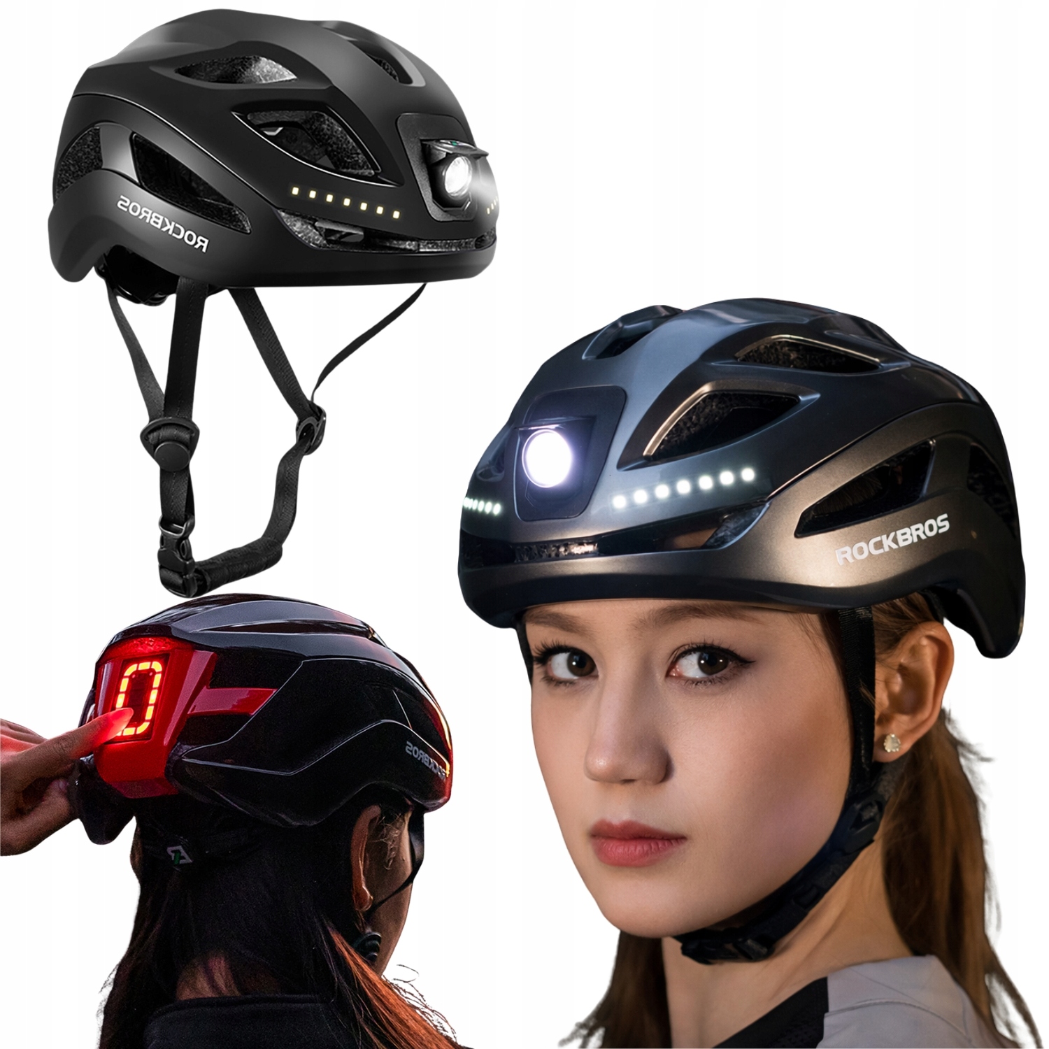 Kask Rowerowy Męski Damski Z Lampką Usb-c Regulowany 57-61 Rockbros