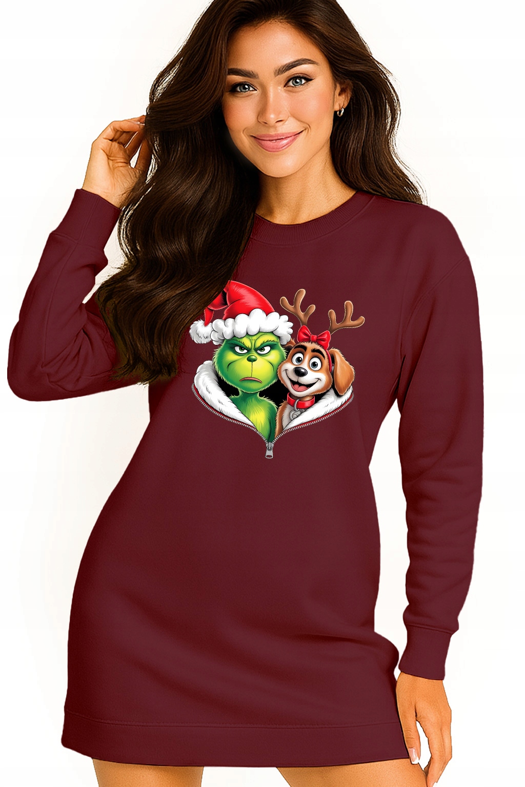 Mikina Vánoční Oversize Šaty Grinch Sob Dárek K Svátku M