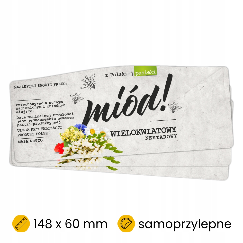 

Etykiety na miód wielokwiatowy 100szt.