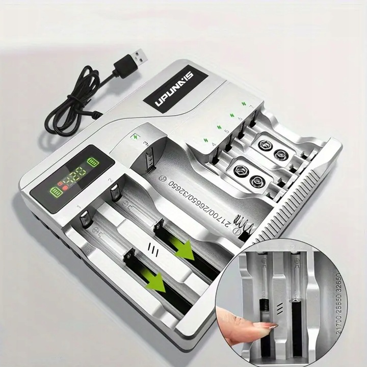 WIELOFUNKCYJNA SZYBKA ŁADOWARKA DO AKUMULATORKÓW BATERII 7 GNIAZD AAA USB Marka LiitoKala