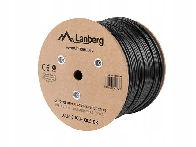 Lanberg Kabel Utp Kat.6 Cu 305 m drut outdoor