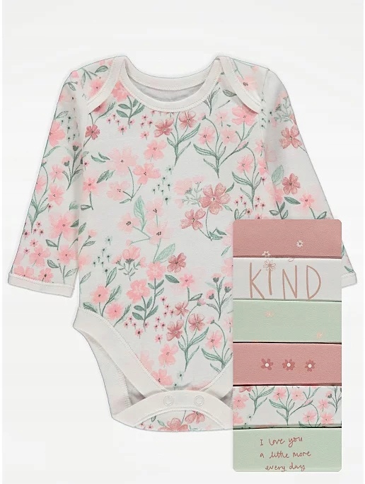 

George Body Długi Rękaw 7szt 6-9m 68/74cm Kwiaty