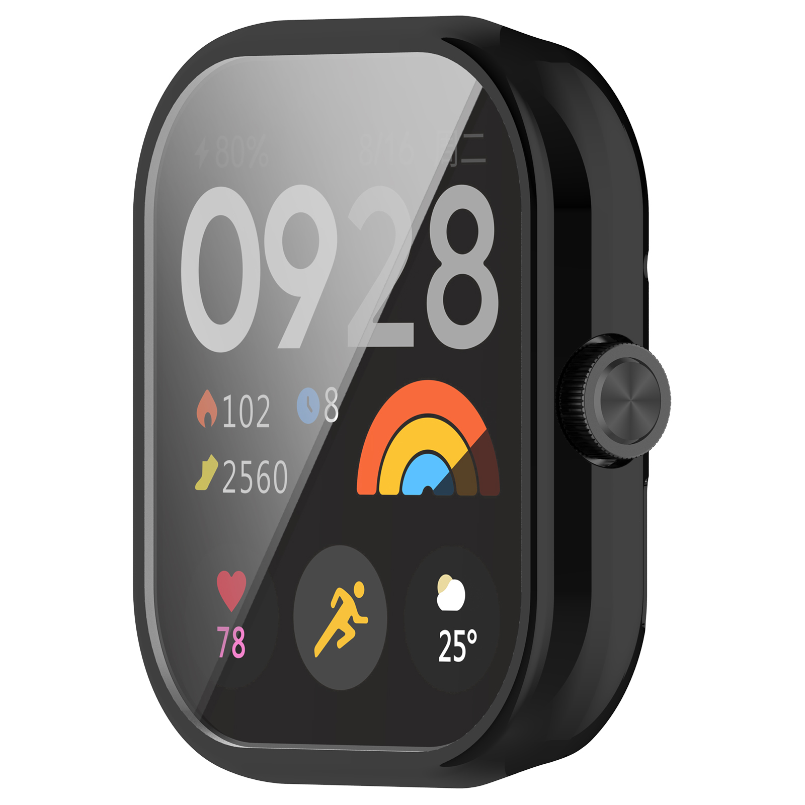 ETUI OBUDOWA 2W1 Z OSŁONĄ NA EKRAN DO XIAOMI REDMI WATCH 4 - CZARNY Kolor czarny