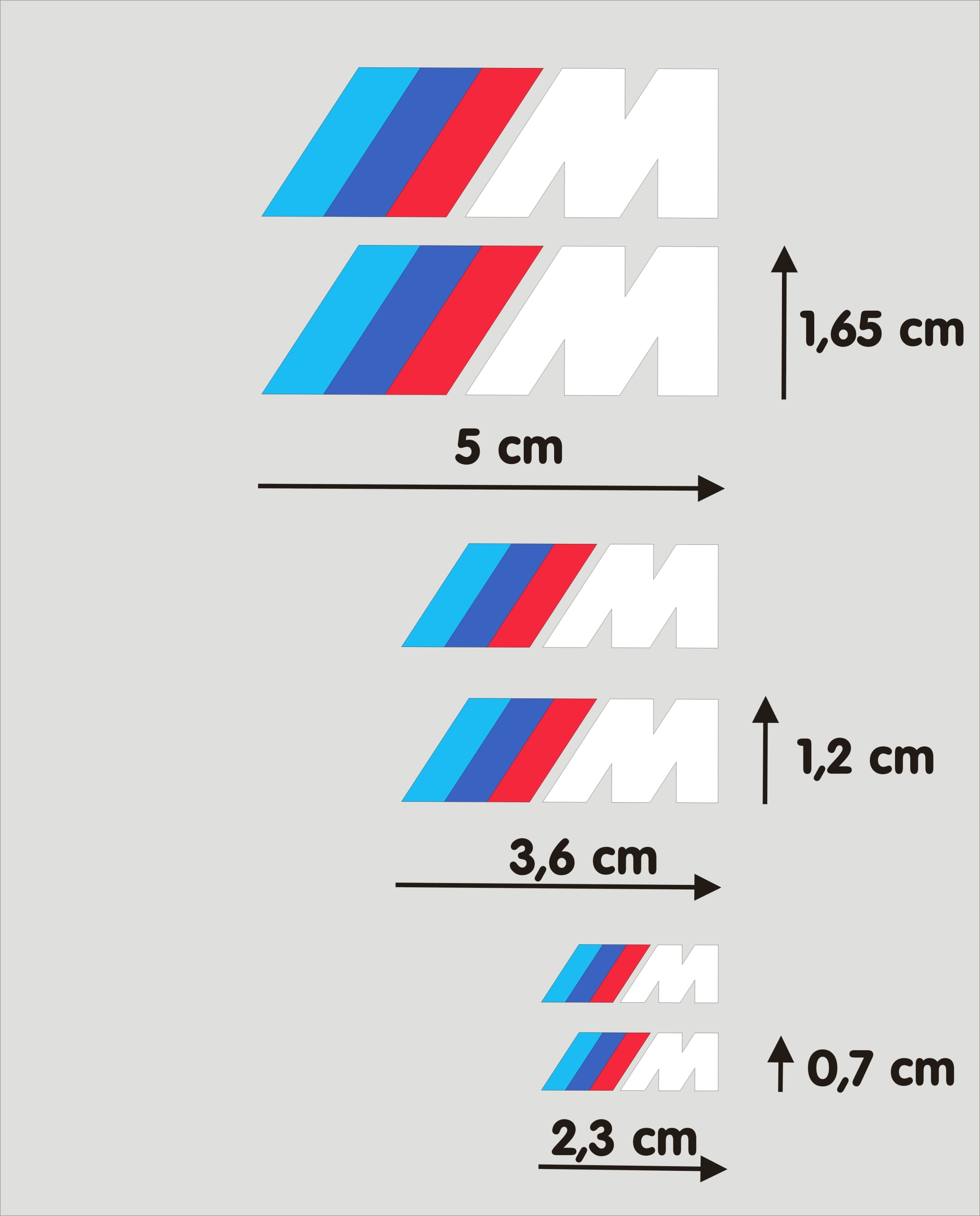 Bmw M Zestaw 6 Naklejek Na Zaciski Przód Tył Hi Temp 8 Letnie Białe
