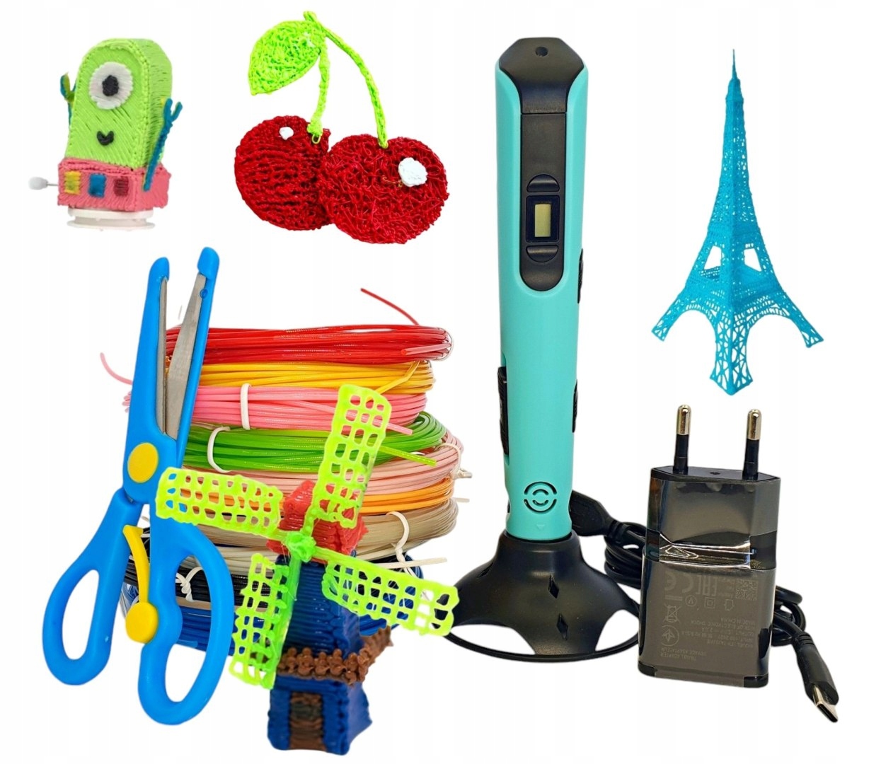 Długopis 3D Pen Dla Dzieci Z Usb-c Nożyczki Zestaw