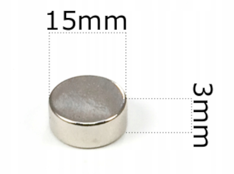 MAGNES NEODYMOWY MOCNY WALCOWY 15x3 - ZESTAW 10 SZTUK / MAGNESY NEODYMOWE / Kod producenta Magnes walcowy 15x3