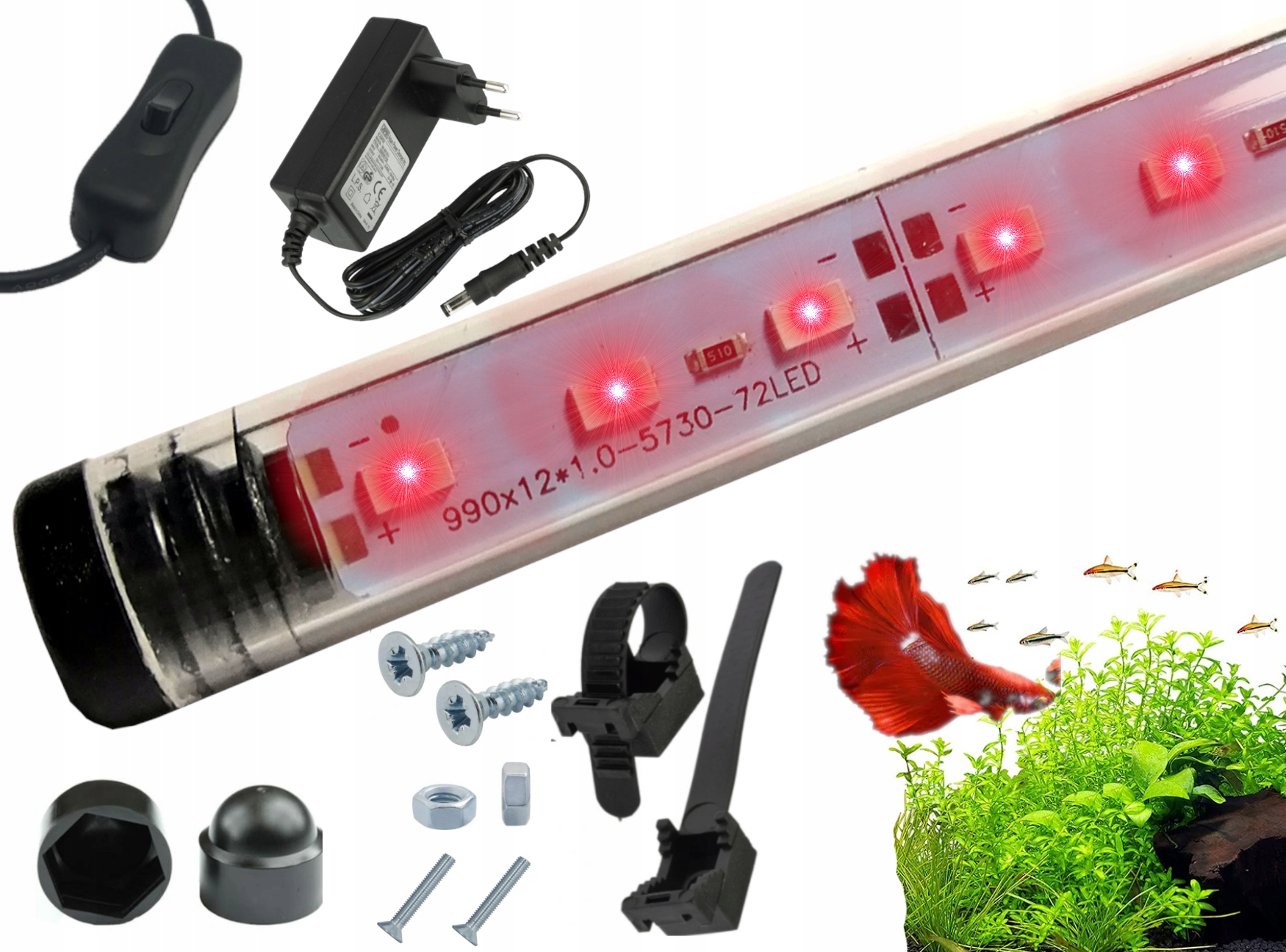 Lumi Flora Led žárovka 60 cm osvětlení Akvárium 5730 červená