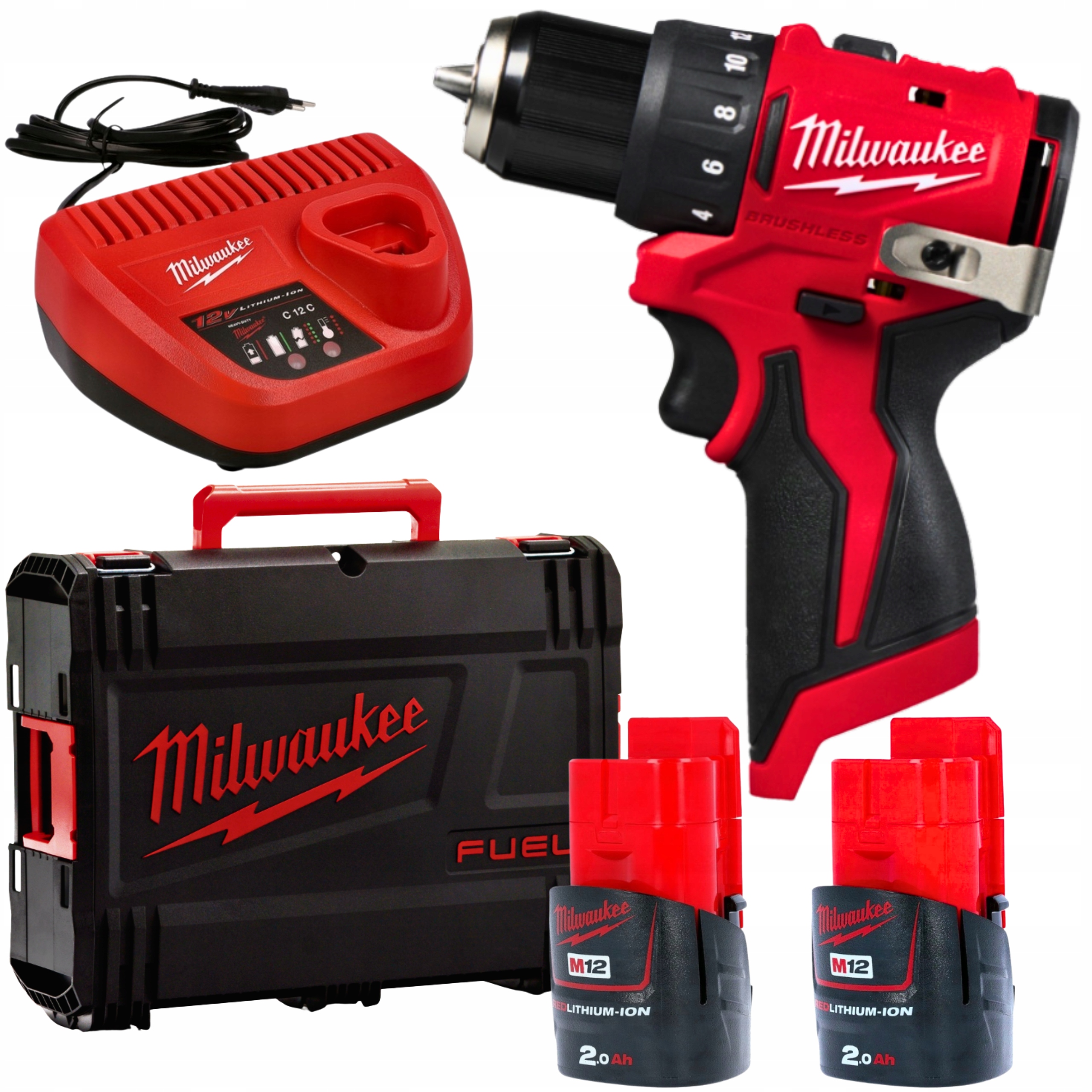 M12 BLDDRC-202C Wiertarko-wkrętarka Zestaw 40 Nm 12V 2x2.0Ah 4933499686