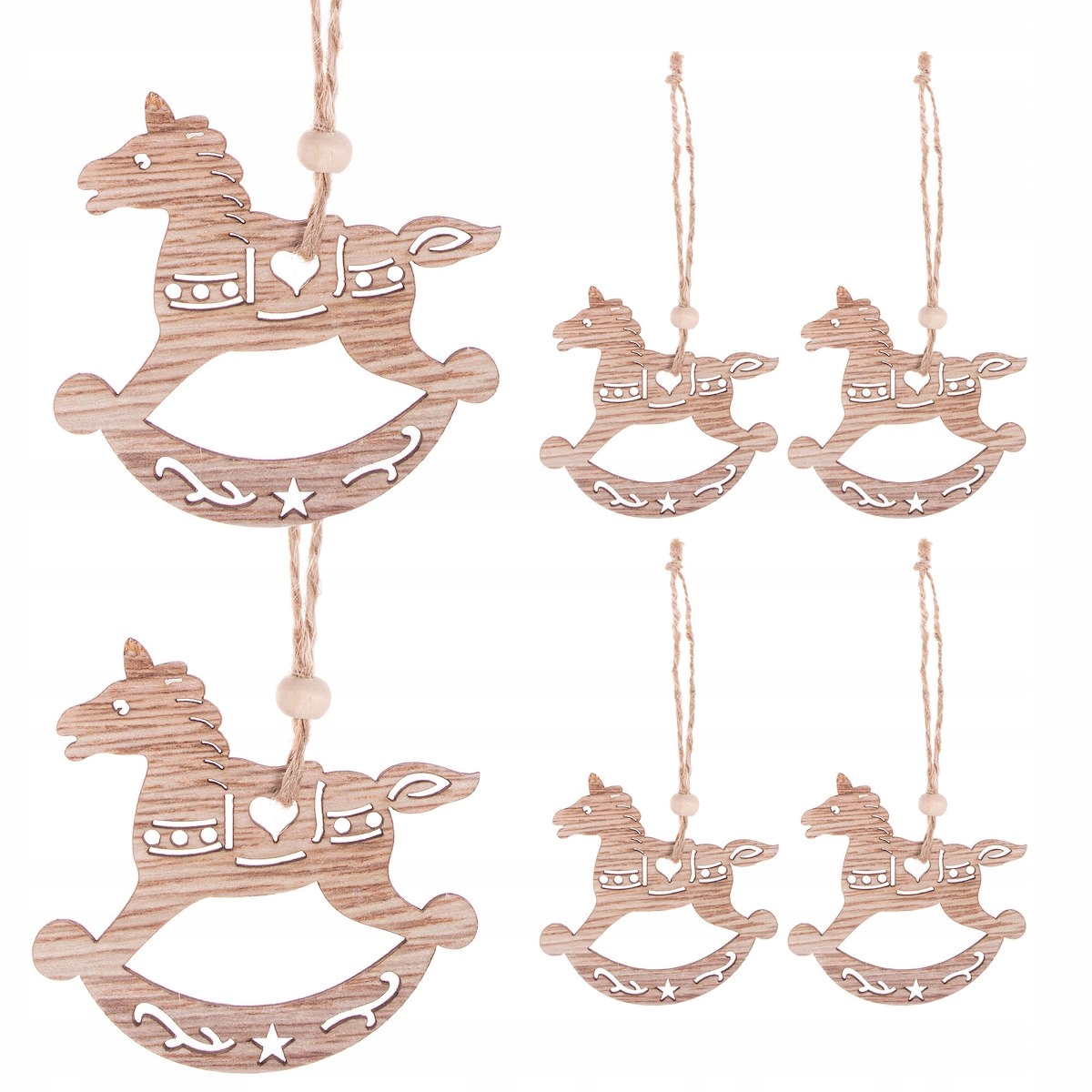 

Drewniane Zawieszki Bombki Na Choinkę 6SZT 7cm