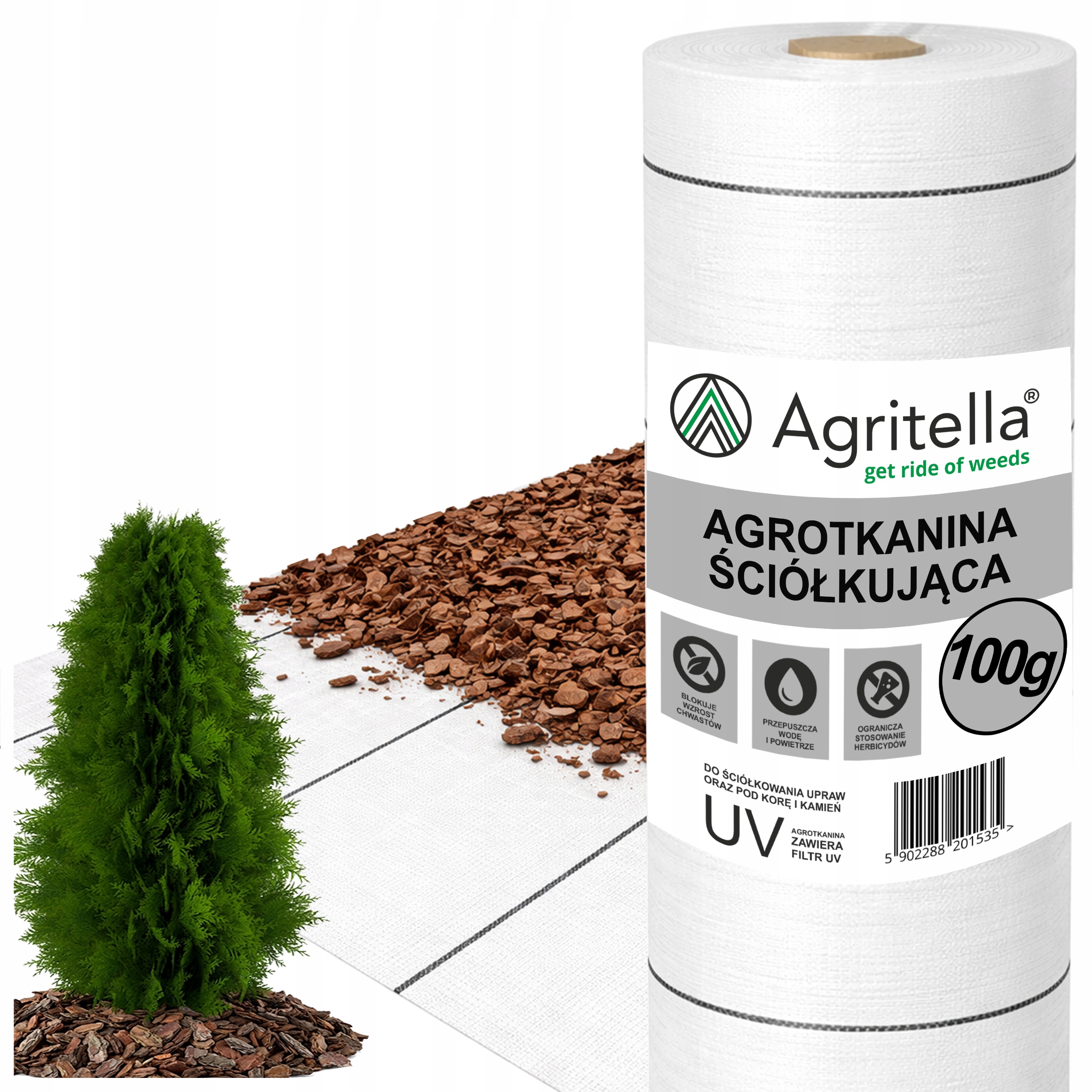 Agrotkanina 1,1x50m Biała 100g Uv Mata Na Chwasty Pod Kamień Antychwastowa