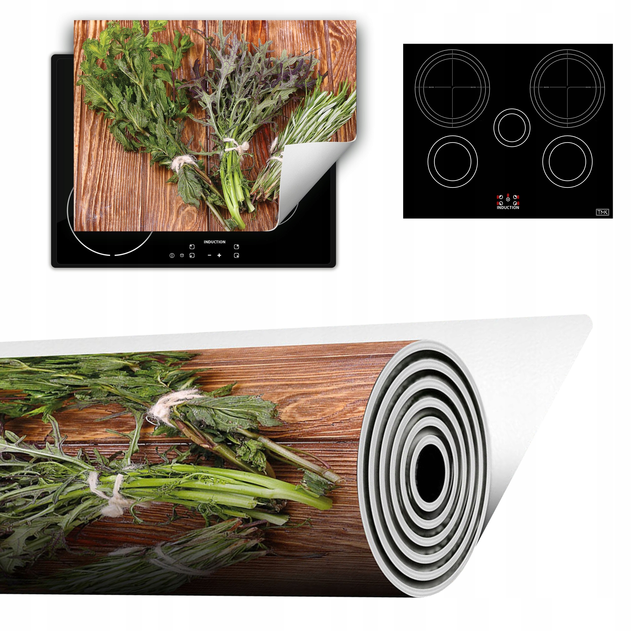 Vinylová Podložka Do Kuchyně Více Místa 70x52 Dřevo bylinky